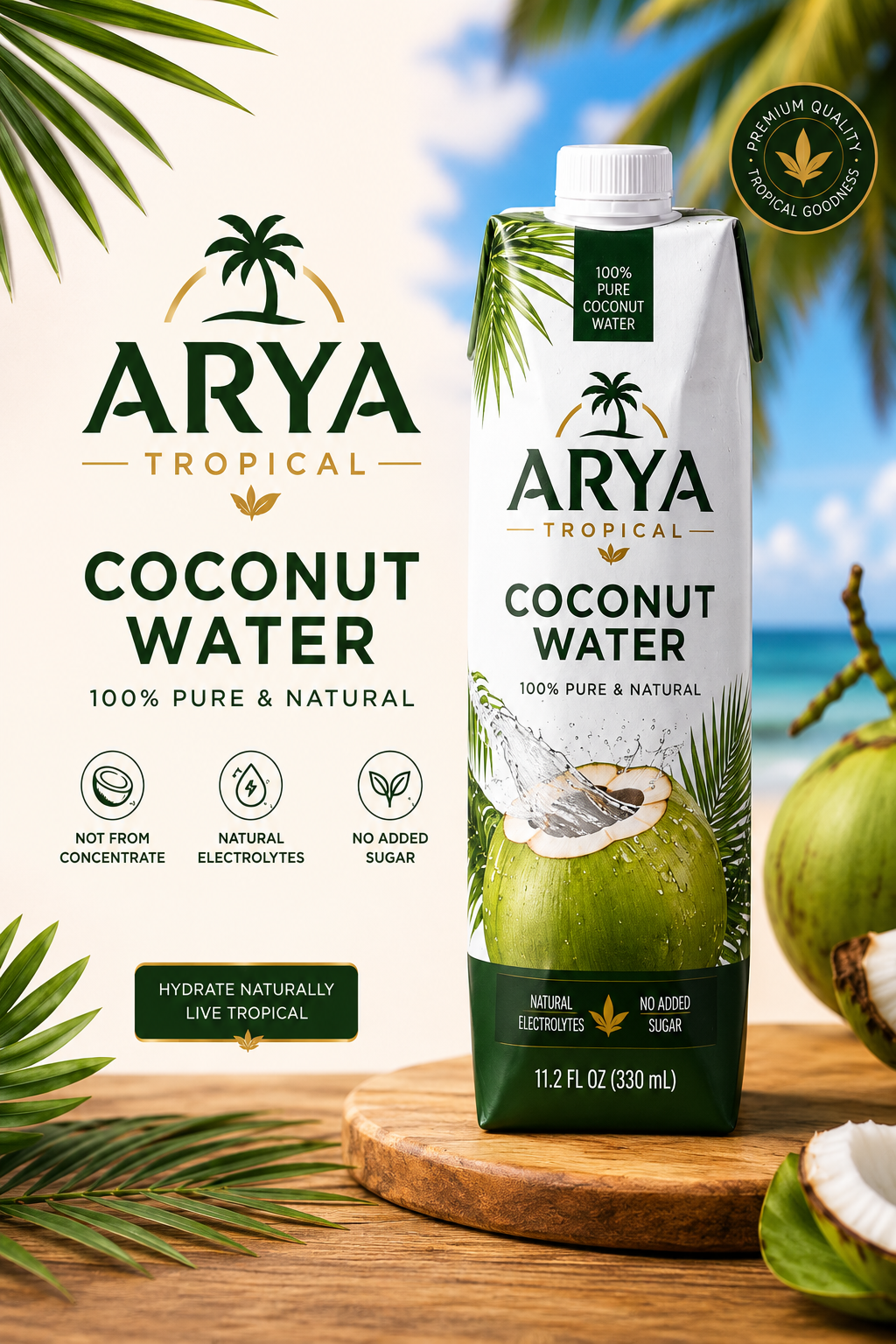 ARYA Tropical 100% Pure Coconut Water