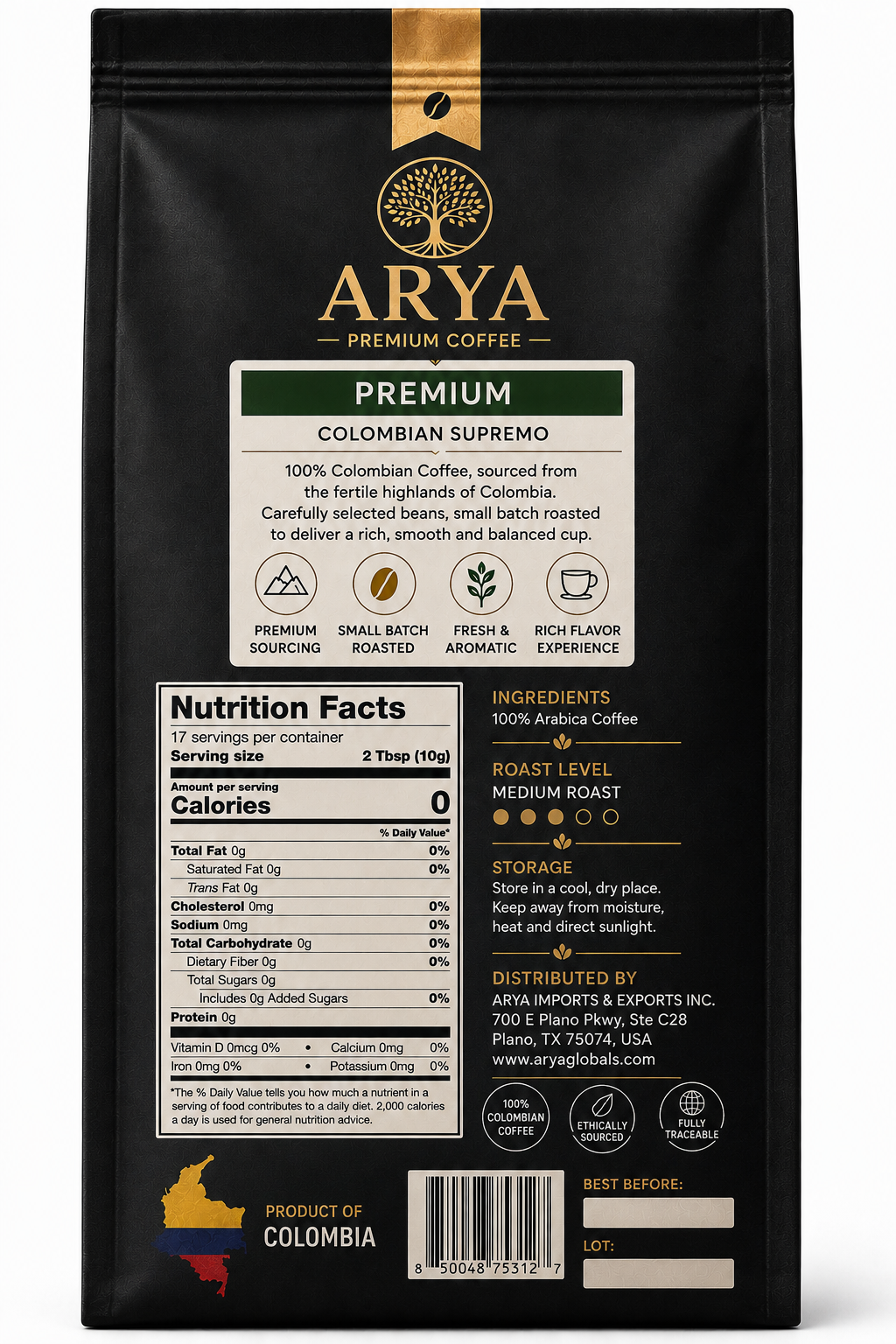 ARYA Premium Colombian Supremo Coffee